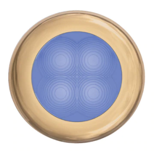 Hella 24V Blue LED Slim Line Round Courtesy Light With Gold Plated Stainless Steel Rim