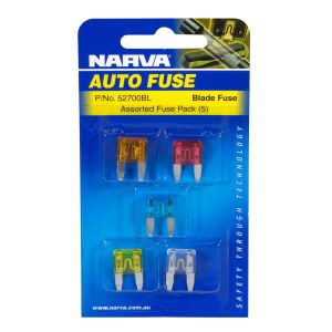 Narva Mini Blade Fuse Assortment (Blister Pack Of 5)