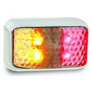 LED 12-24V Red/Amber Clearance Light With Chrome Housing (58 X 35 X 19mm)