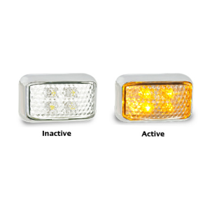LED 12-24V Side Direction Indicator Light With Clear Lens & Chrome Housing (58 X 35 X 21mm) 