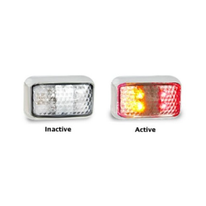 LED 12-24V Red/Amber Side Marker Light With Clear Lens & Chrome Housing (58 X 35 X 21mm) 