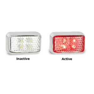 LED 12-24V Red Rear End Outline Marker Light With Clear Lens & Chrome Housing (58 X 35 X 21mm) 
