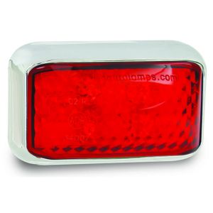 LED 12-24V Red Rear End Outline Marker Light With Chrome Base (58 X 35 X 19mm)