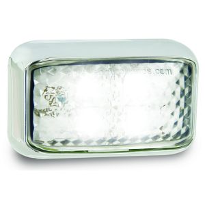 LED 12-24V White Front End Outline Marker Light With Chrome Housing(58 X 35 X 19mm)