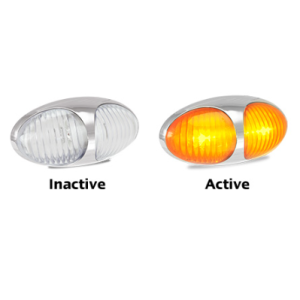 LED 12-24V Amber Marker/Indicator Light With Clear Lens & Chrome Housing (70 X 35 X 20mm) 