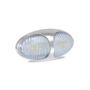LED 12-24V Red Rear End Outline Marker Light With Clear Lens & Chrome Housing (70 X 35 X 20mm) 