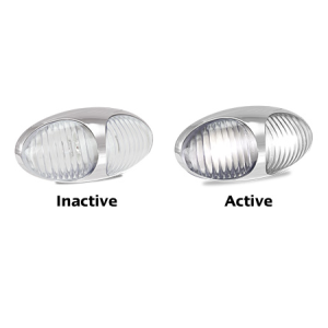LED 12-24V White Front End Outline Marker Light With Clear Lens & Chrome Housing (70 X 35 X 20mm) 