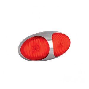 LED 12-24V Red Rear End Outline Marker Light With Chrome Housing