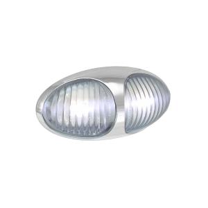 LED 12-24V White Front End Outline Marker Light With Chrome Housing 