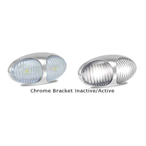 LED 12-24V White Front End Outline Marker Light With Chrome Housing (70 X 36 X 20mm) 