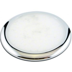 Q-LED 12V "Flapjack" Interior/Exterior Ceiling Light With Red Night Light & Chrome Bezel (125mm X 10mm Round)