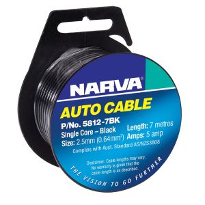 Narva 2.5mm Black Single Core Cable (7m Roll)  