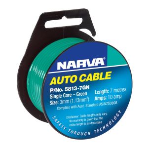 Narva 3mm Green Single Core Cable (7m Roll)  