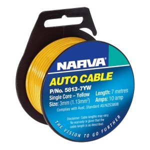 Narva 3mm Yellow Single Core Cable (7m Roll)  