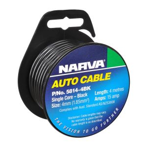 Narva 4mm Black Single Core Cable (4m Roll)  