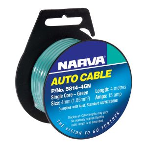 Narva 4mm Green Single Core Cable (4m Roll)  