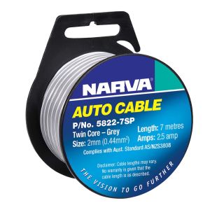 Narva 2mm Grey/White Figure 8 Speaker Cable (7m Roll) 