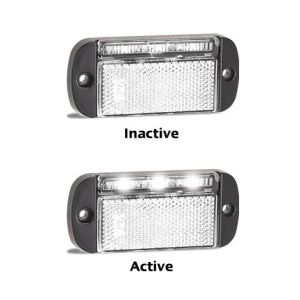 LED 12-24V White Front End Outline Marker Light With Reflector & 4 Pin Harness 