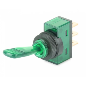 Hella SPST On/Off 12V Green Illuminated Toggle Switch 