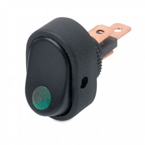 Hella SPST Off/On 12V Green Illuminated Compact Rocker Switch (Blister Pack Of 1)