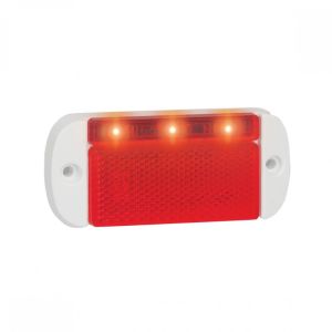 LED 12-24V Red Rear End Outline Marker Light With Reflector & White Housing 