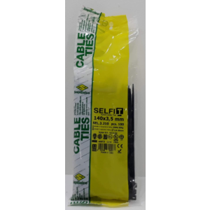 Sapi Selco 140mm X 3.5mm Black Cable Tie With Metal Clip (Pack Of 100) 