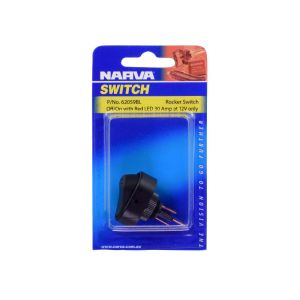 Narva SPST Off/On 12V Rocker Switch With Red LED Light (Blister Pack Of 1)