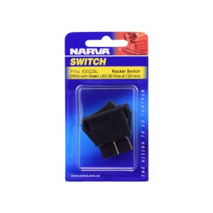 Narva Dpst 12V Off/On Green LED Rocker Switch (Blister Pack Of 1)