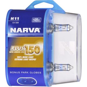 NARVA 12V 55W+150%  PGJ19-2 H11 QH GLOBE (BLISTER PACK OF 2)