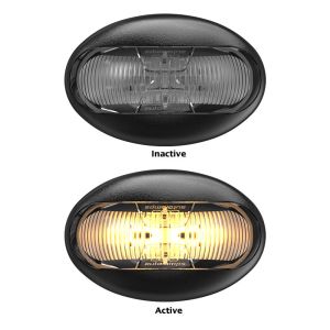 LED 12-24V AMBER SIDE DIRECTION INDICATOR LIGHT WITH CLEAR LENS (60 x 39.5 x 32mm)