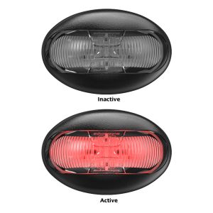 LED 12-24V RED REAR END OUTLINE MARKER LIGHT WITH CLEAR LENS & 2 PIN PLUG