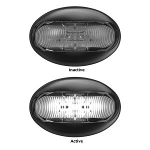 LED 12-24V WHITE FRONT END OUTLINE MARKER LIGHT WITH CLEAR LENS & 2 PIN PLUG