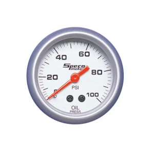 Speco 2" 100 PSI Mechanical Oil Pressure Gauge With Silver Bezel 