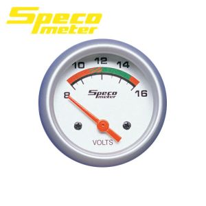 Speco 2" 8-16V Volt Gauge With Silver Bezel  