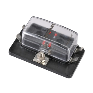 Narva 4 Way Blade Fuse Box With Tall Transparent Cover, Single Power In & LED Fault Indicators 