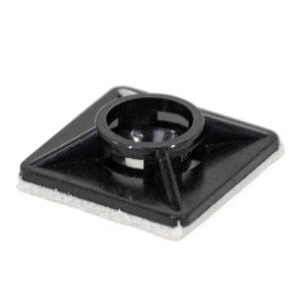 Black 28mm X 28mm Adhesive Cable Tie Mount (Pack Of 100) 