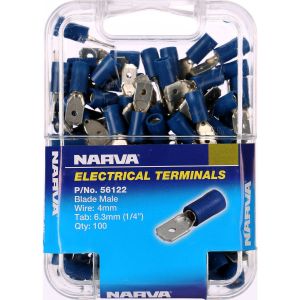 Narva Blue 6.3mm Male Blade Crimp Terminal (Pack Of 100)