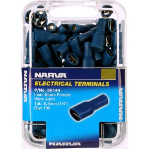 Narva Blue Fully Insulated 6.3mm Female Crimp Terminal (Pack Of 100) 