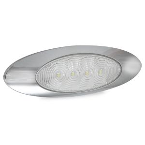 LED 12-24V White Front End Outline Marker Light With Chrome Housing (168 X 57 X 17mm) 