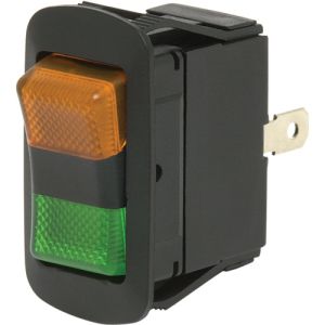 COLE HERSEE SPDT 12V LED AMBER/GREEN ON/OFF/ON ILLUMINATED ROCK SWITCH