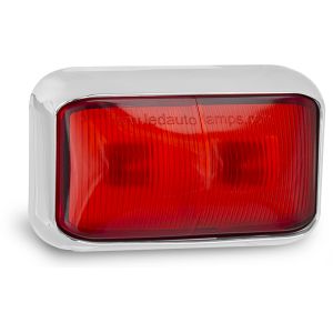 LED 12-24V Red Rear End Outline Marker Light With Chrome Housing (58 X 35 X19mm)