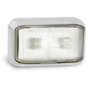 LED 12-24V White Front End Outline Marker Light With Chrome Bracket (Pack Of 10)