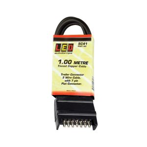 LED 7 Pin Flat Trailer Plug To 5 Pin Male Plug With Accessory Wire 