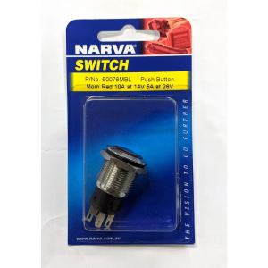 NARVA SPST OFF/MOM ON RED LED PUSH BUTTON SWITCH