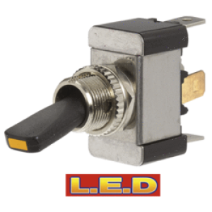 Narva SPST Off/On Heavy Duty Toggle Switch With 12V Green LED Indicator (Blister Pack Of 1) 