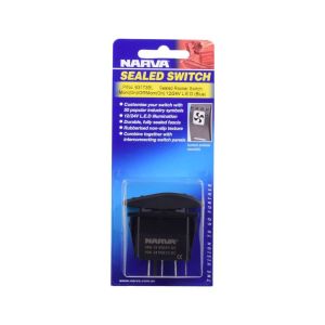 Narva DPDT Mom On/Off/Mom On 12-24V Blue LED Illuminated Sealed Rocker Switch 