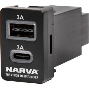 NARVA 12V BLUE LED USB A/USB C TOYOTA OE STYLE SWITCH INSERT (BLISTER PACK OF 1) 63305BL