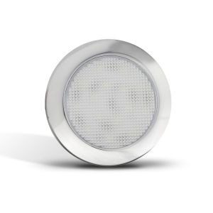 LED 12V Low Profile Cool White Interior Light With With Chrome Housing (76mm X 9mm Round) 
