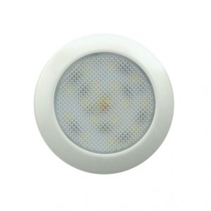 LED 12V Low Profile Warm White Interior Light With White Bezel (76mm X 9mm Round) 