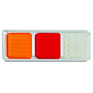 LED 12-24V Combination Tailight With Reverse Light And Chrome Housing